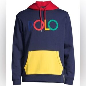 Polo Ralph Lauren Girl’s Colorblock Cotton Sweatshirt Logo Hoodie Size XL (16)